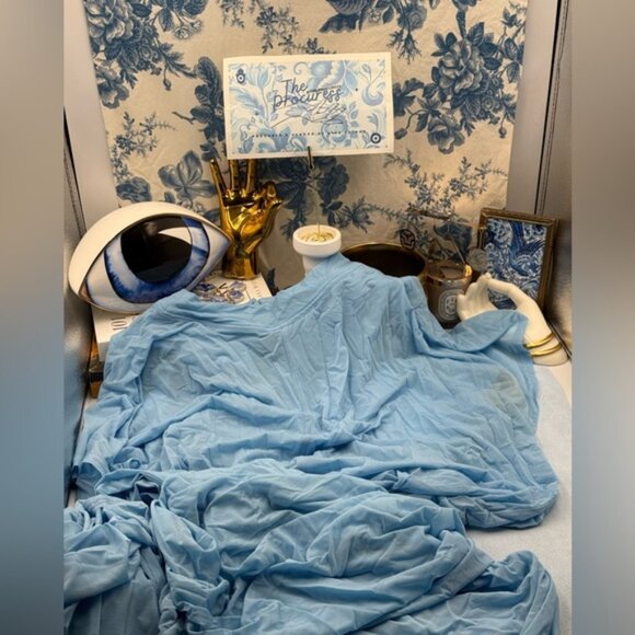 🆕 RAT & BOA 🧿 NWOT Freja Slinky Baby Blue Tie-Waist T-Shirt Mini Dress, Sz XXS - Picture 10 of 14